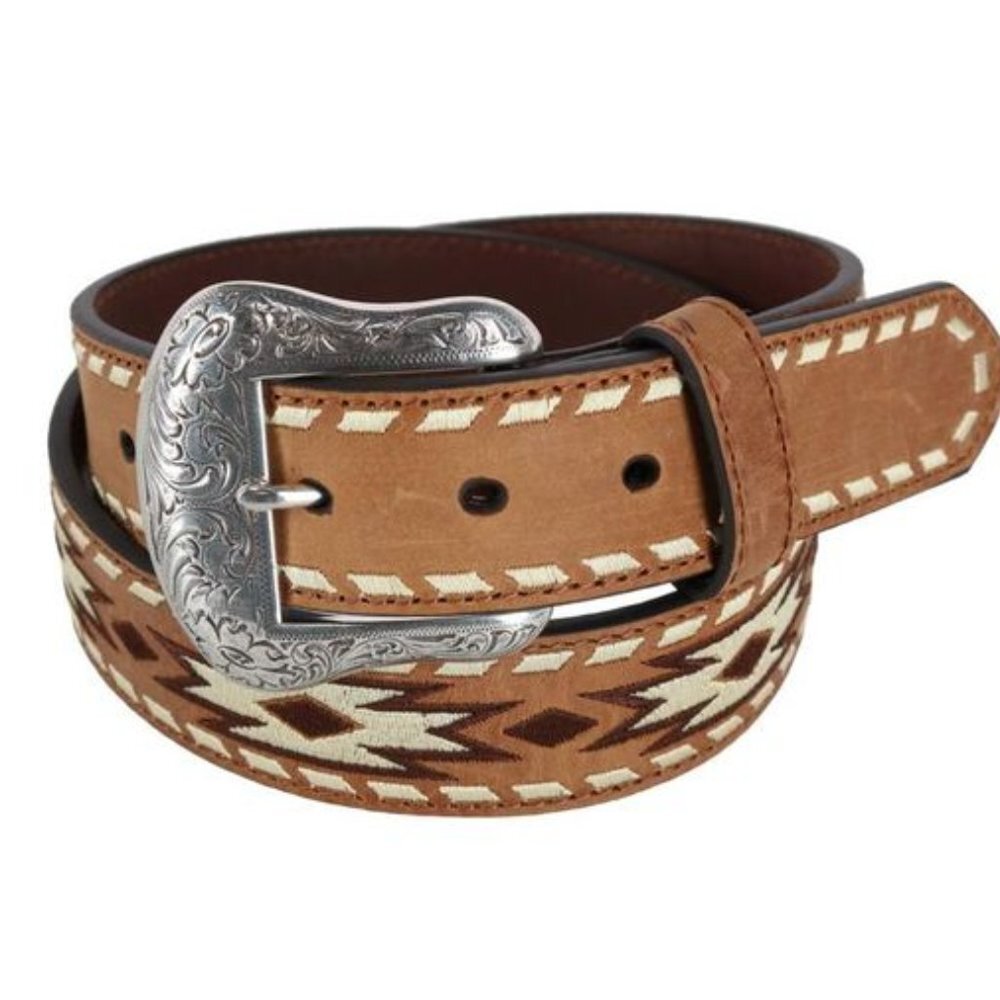 NWT Ariat Men's Embroidered Aztec Western Buck Lace Belt 40